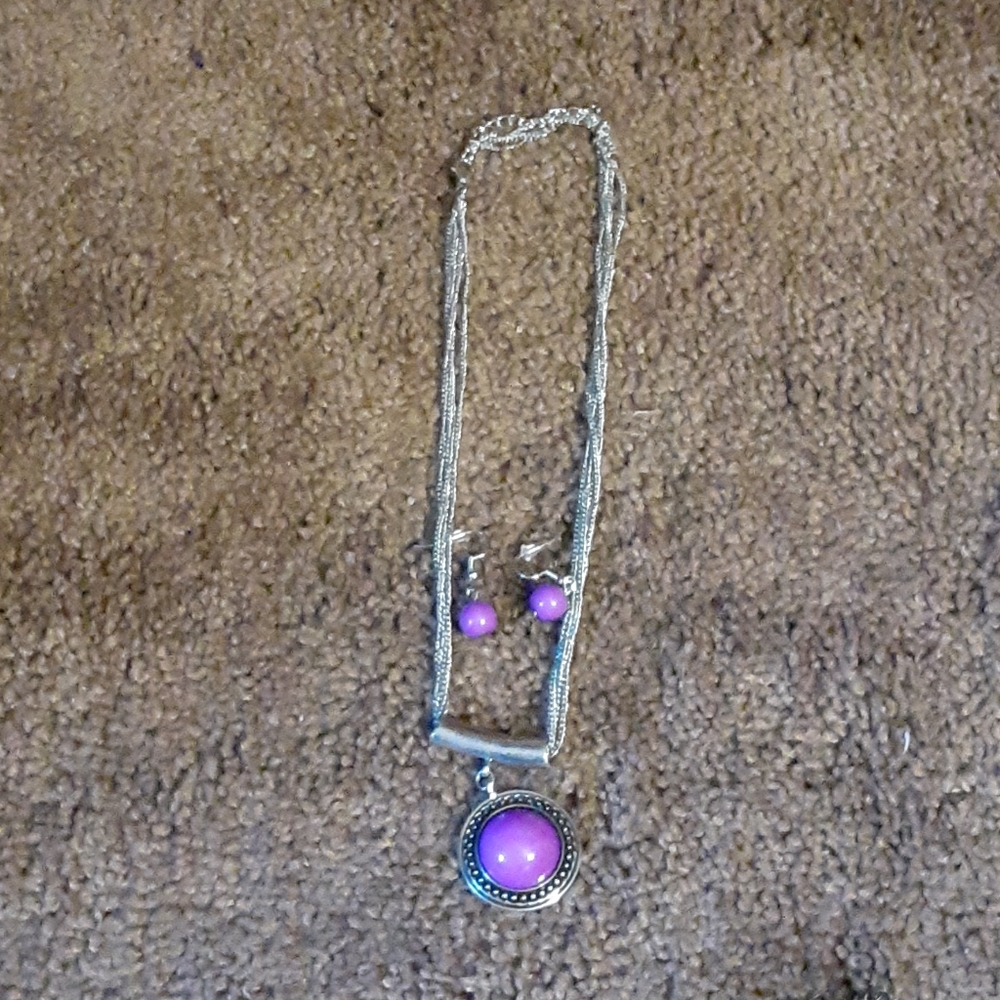 Beautiful Purple necklace, and earrings set.